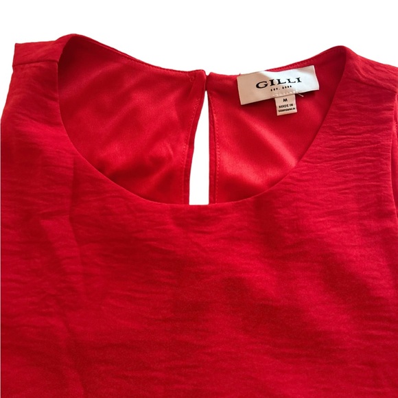 Gilli Red Sleeveless Scoop Neck Keyhole Back Shift Dress Size M - Picture 2 of 9